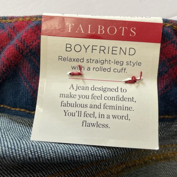 Talbots Jeans Size 4 Blue BOYFRIEND Plaid Patch FLAWLESS FIVE-POCKET NEW - Picture 10 of 12
